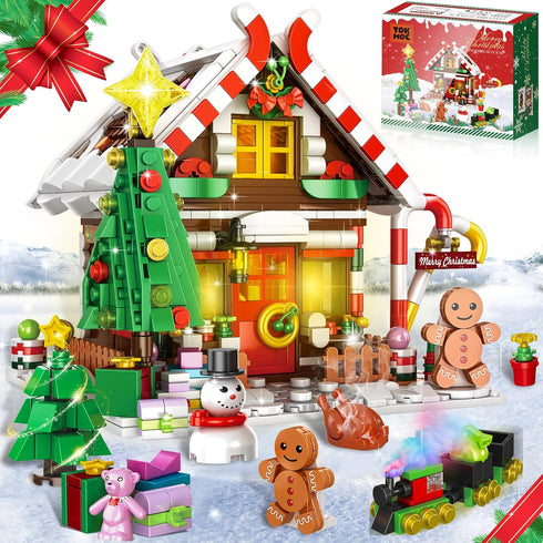 GIVFOZAY Christmas Gingerbread House Building, Christmas Village House Building Set, Contain Christmas Tree