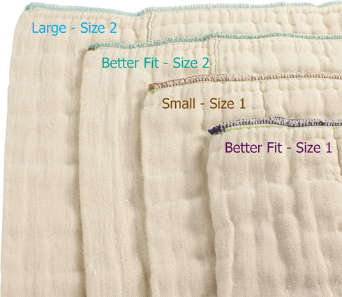 OsoCozy (6pk) Organic Cotton Prefold Cloth Diapers - Super-Soft, Thick, Absorbent, Durable and Ecologically Friendlier.