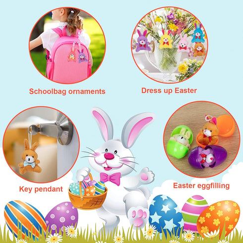 24 Pcs Filled Easter Eggs with Plush Bunny,Colorful Easter Eggs Prefilled with Plush Bunnies,Plush Animals Stuffed Toy
