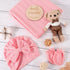 Set AQOKKA Newborn Receiving Blanket with Bow Hat Mittens Wheat-Pattern Newborns Toddler Baby Boy Girl Nursery Swaddle