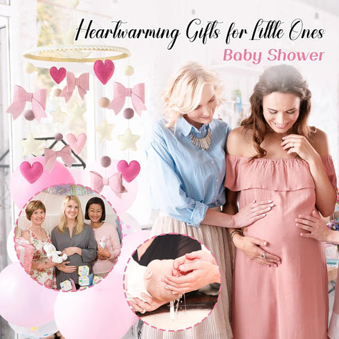 Baby Mobile for Crib Pink Bow Baby Crib Mobile for Girls Handmade Coquette Bow Nursery Decor for Infant Bedroom Hanging