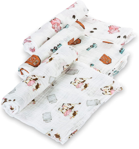 LollyBanks Baby Swaddle Blanket, 100% Cotton Muslin Swaddle Blankets for Boys and
