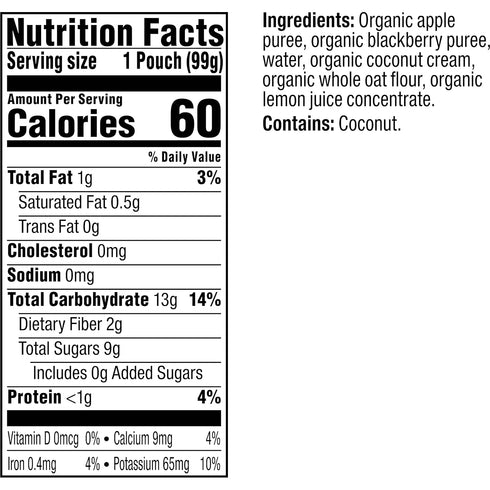 Plum Organics Stage 2 Organic Baby Food Pouch - Apple, Blackberry, Coconut Cream & Oat - 3.5 oz (Pack of 12)