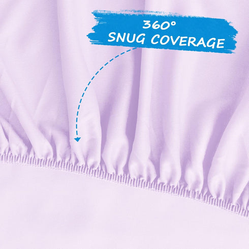 Fitted Pack and Play Sheets for Girl, 2 Pack Ultra Soft Microfiber Mini Crib Sheets in Purple and Pink