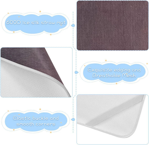 EtherSpher 28" 52" Brown Gradient Cooling Baby Bed Mattress x Washable Crib Padding for Sides for Kids, Adult