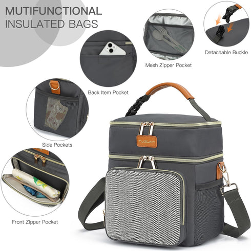 Pack 6 9 Double Layer Breastmilk Cooler Bag with Ice Insulated Travel Bag for Baby Bottle Breast Milk Storage & Feeding