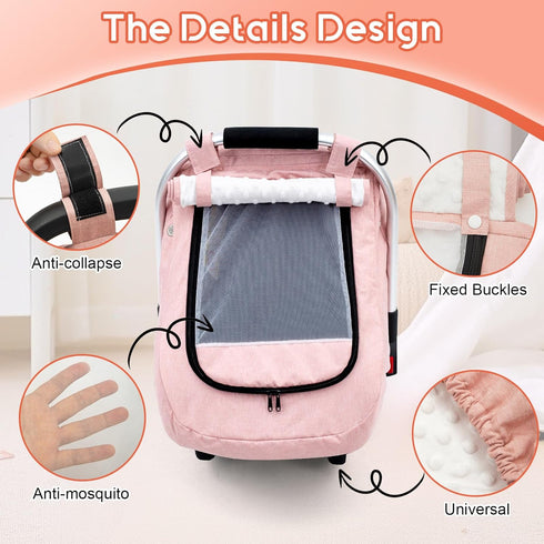 3D 2 Waterproof Car Seat Cover Baby, Mink Dot Infant Car Seat Cover with Breathable Vents, Universal Carseat Canopy