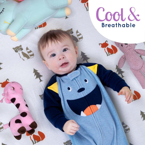 GROW WILD Forest Crib Sheets 3 Pack - Soft Neutral Grey Crib Sheets for Boys and Girls, Stretchy Fit