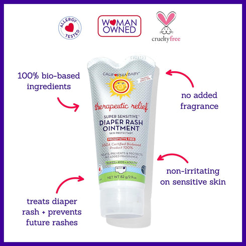 California Baby Super Sensitive Unscented Diaper Rash Cream, Zinc Oxide Ointment, 82 g / 2.9 oz