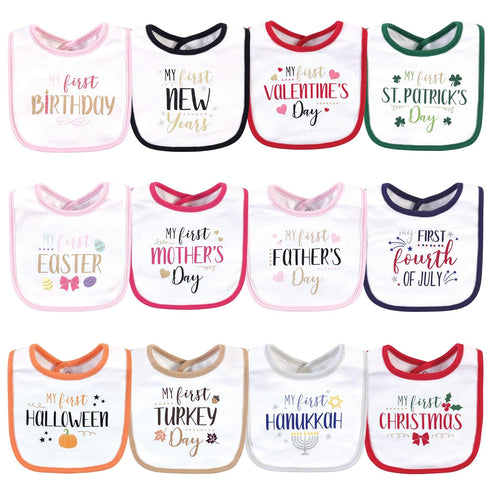 Little Treasure Unisex Baby Cotton Bibs, Holiday Fancy Girl, One Size