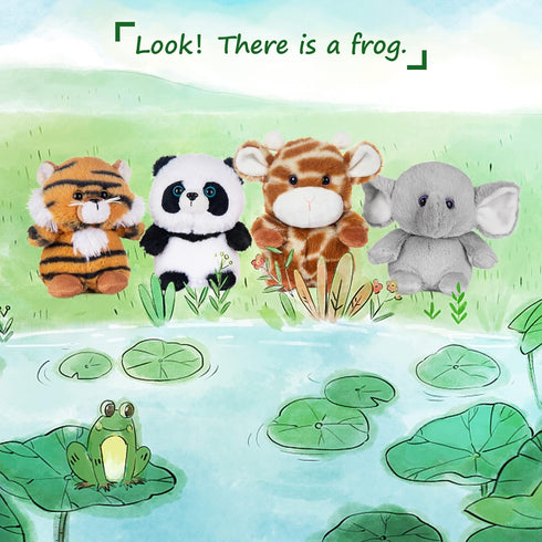 My OLi 5" Forest Animal Plush Set - Bundle of Panda, Elephant, Giraffe & Tiger for Kids & Babies (Pack of 4)
