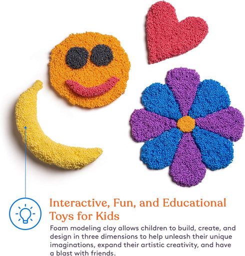 Special Supplies Fun Foam Modeling Foam Beads Play Kit, 12 Blocks Educational Clay for Arts Crafts, Reusable Container