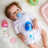 Jexine 4 Pieces Reborn Baby Doll Accessories, 2 Magnetic Pacifiers and 2 Baby Bottles in Random Patterns (Pink and Blue)