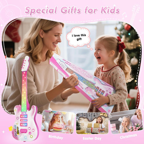 Drmukie 3 2-4 4 3 4 5 Kids Pink Guitar Toy for Year Old Girls Birthday Gift Toddler Toy Ages Electric Guitars