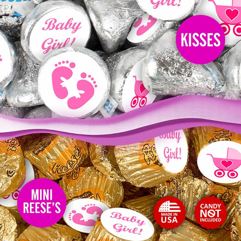 324 Pink Its a Girl Baby Shower Favors Stickers for Baby Shower or Baby Sprinkle Party Decorations, Made in USA