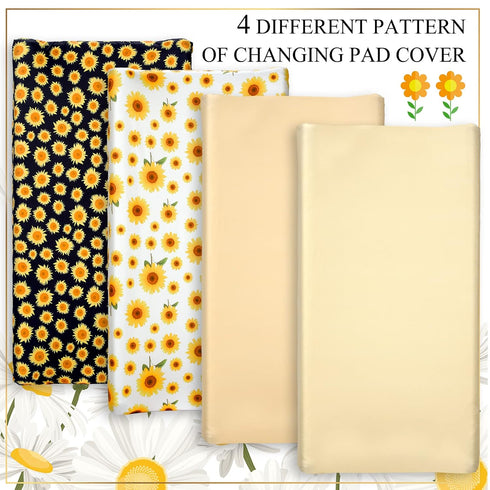 4 31.5 15.75 Inches Pieces Muslin Sunflower Changing Pad Cover Diaper Fall Floral Change Table Sheets Thanksgiving Day