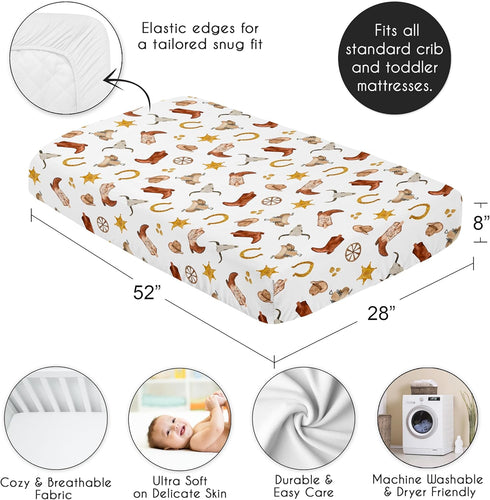 Sweet Jojo Designs Fitted Baby Crib Sheets (Boho Western Cowboy) for Boys, Infant Nursery, Toddler Room - Standard Size