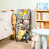 3 Tier Rolling Toy Organizer Basket with Wheels, S-Hooks, Adjustable Chalkboards - Toy Storage Cart for Kids Room