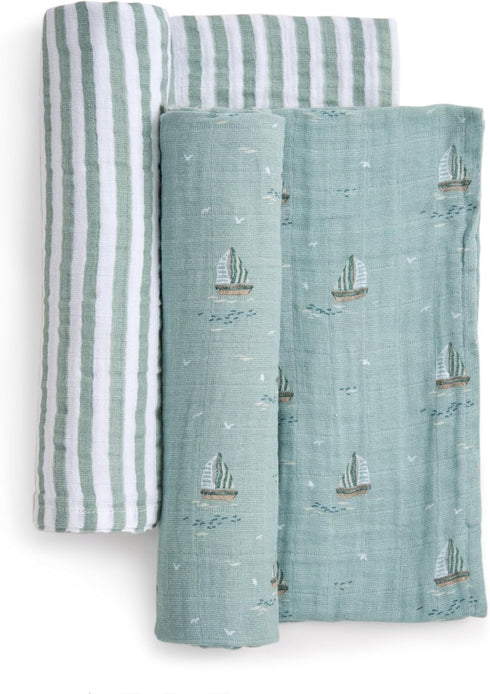 2 Pack, aden + anais Boutique Organic Cotton Muslin Swaddle Breathable Baby Receiving Blanket, Soft and Lightweight