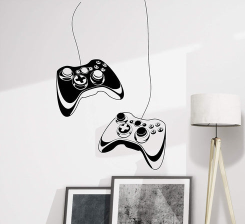 Wall Decal Gamer Gaming Joystick Vinyl Art, Kids Room Decor, 28 in X 43 in