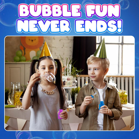 Mini Neon Party Bubbles for Kids - Pack of 12 Bulk Wands and Bottles for Blowing Bubbles, Birthday Party Favors