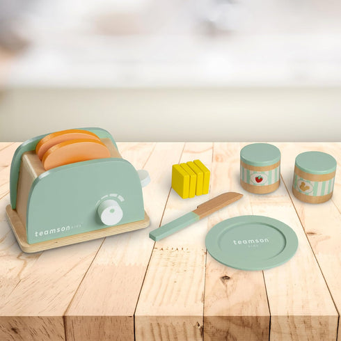 11-pc. Set Teamson Kids Little Chef Frankfurt Wooden Play Kitchen Toaster Accessory with Pretend Food and Utensils
