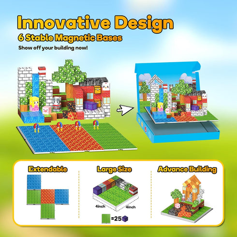 Windidi 150PCS 6 3-5 4-8 8-12, Magnetic Building Blocks - Big Magnetic Base Building STEM Toys, Magnet Cube Game