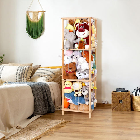 ACEPRUT ACE PRODUCT 52.3"x16.5", ACEPRUT Large Stuffed Animal Storage Natural Pine Wood Stuffed Animal Organizer Holder