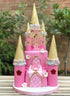 Castle Birthday Cake Topper - Gold Glitter Castle Theme Decoration Supply for Princess Prince Happy Birthday