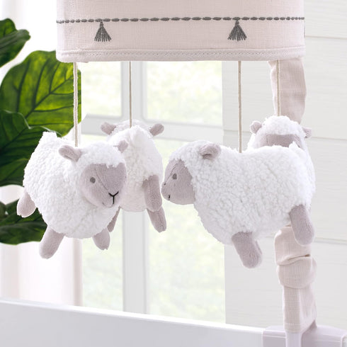 NoJo Musical Mobile with White and Taupe Lambs