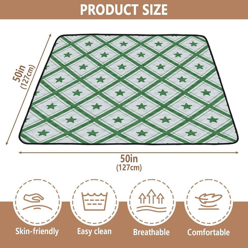EtherSpher 1-Piecing 50'' 50''de Grass Green Checker Stars Plaid Soft Thick Baby Floor Play mat for Indoor Outdoor