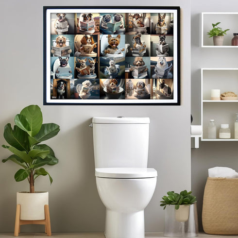 Think2Master Pooping Dogs 250 Pieces Jigsaw Puzzle - Heartwarming Puppies, Perfect Bathroom Decoration