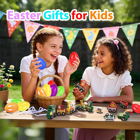 Yxwomenxy Countdown Easter Eggs Magnetic Wooden Animal Train for Kids,Easter Basket Stuffers,Easter Eggs Surprise