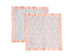 Bacati Petals/Floral Muslin with Sateen Trim, 2 Piece Security Blankets, Coral, 14" x 14"
