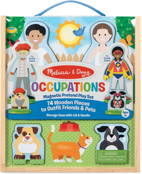 Melissa & Doug Occupations Magnetic Dress-Up Wooden Pretend Play Set (74 pcs) - Magnetic Dress-Up Dolls