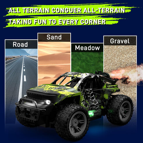 WRTWRT 1:18 4-7-8-12, 40 2.4GHz RC Monster Truck for Boys, Kids All-Terrain Off-Road Remote Control Car with LED Lights