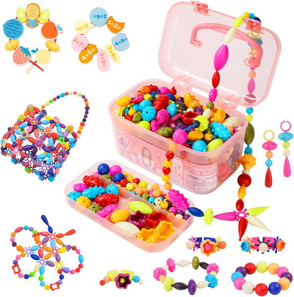 BEMITON Ideal Birthday Gift for Girls Aged 3-7, Pop Beads Jewelry Making Kit for Creative Play
