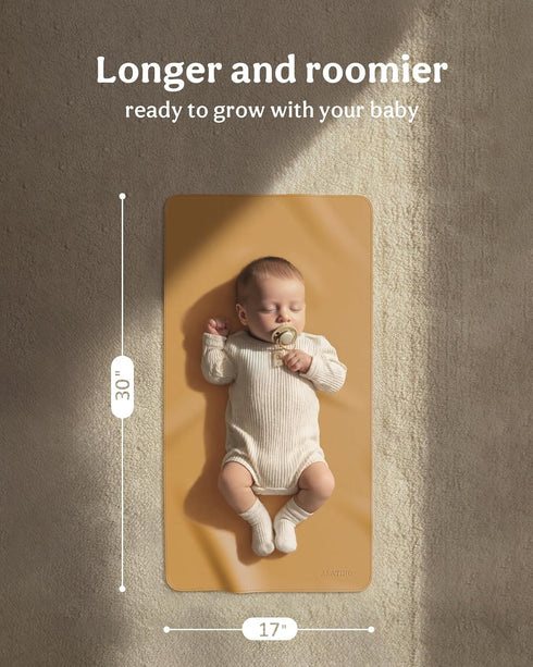 2 Pack 30" 17" Vegan Leather Baby Changing Mat, Large x Waterproof Foldable Diaper Mat, Wipe-Clean Portable Changing