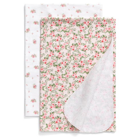 Delta Children 100% Cotton Flannel Baby Receiving Blankets for Girls and Boys, 30x30 Inches (Pack of 2), Pink Floral