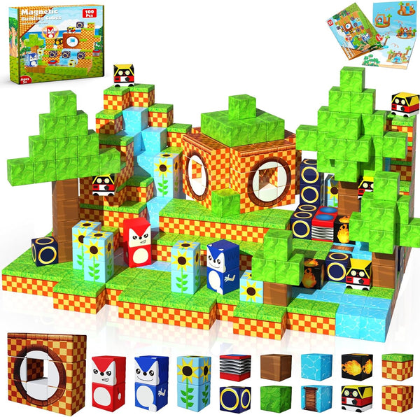 Annexfun Magnetic Blocks - 100PCS Building Blocks - Toys for Montessori Toddler