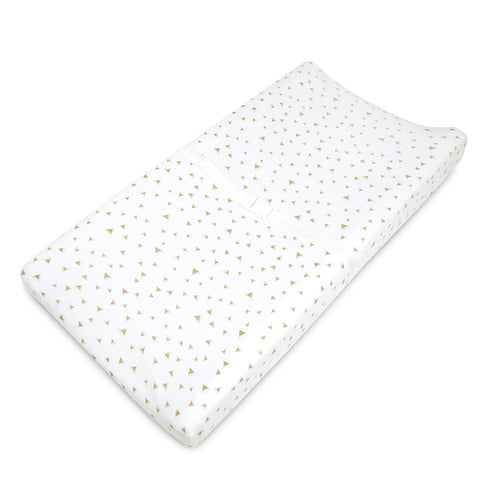 American Baby Company 2 Pack Printed 100% Cotton Knit Fitted Contoured Changing Table Pad Cover - Taupe Feathers