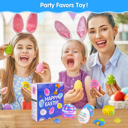 6-Pack 3+ TERRAMUS Easter Eggs Toys, Light Up Easter Basket Stuffers, Lighting, Singing, Spinning Tops, Party Favors