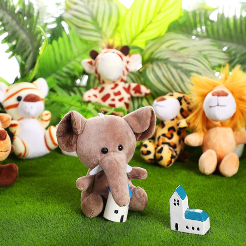 12 4.8 Inch Sumind Pieces Small Stuffed Animals Bulk Gifts Mini Stuffed Forest Jungle Animal Plush Toys Cute Elephant