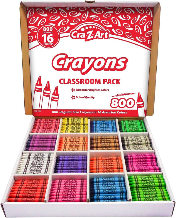 Cra-Z-Art Crayon Bulk Class Pack 800ct 16 Assorted Colors Back To School