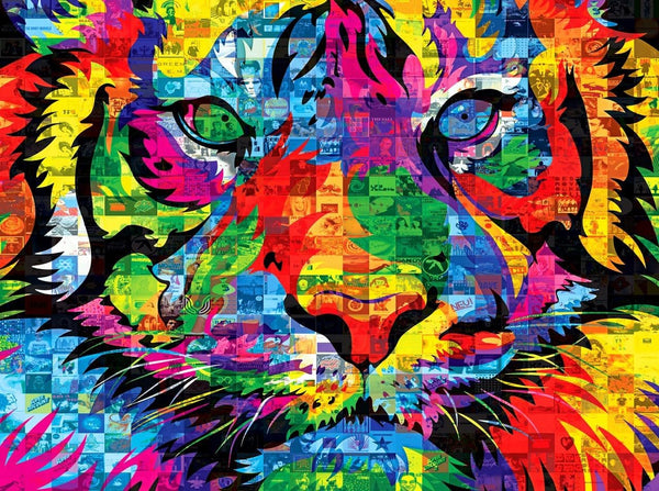 RoseArt Kodak Premium Mosaics - Rainbow Tiger - 750 Piece Jigsaw Puzzle for Adults