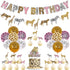 Funmemoir Pink Cheetah Birthday Decorations for Girls, Jungle Safari Theme Party with Happy Banner and Toppers