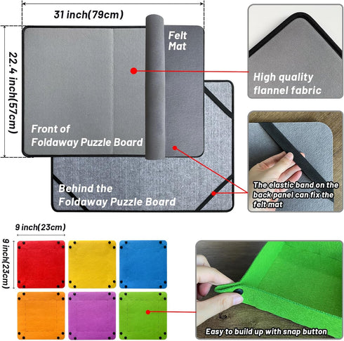 QCFDLCX 6 1000 Folding Puzzle Board with Sorting Trays and Felt Mat,for Storage and Saver, Non-Slip Surface,for Puzzle