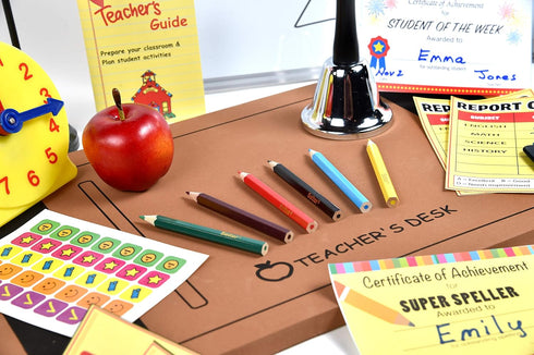 Set 30 Set Dr. STEM Toys - Play Teacher Role-Play Includes Reusable White Board, Bell, Report Cards, for Home
