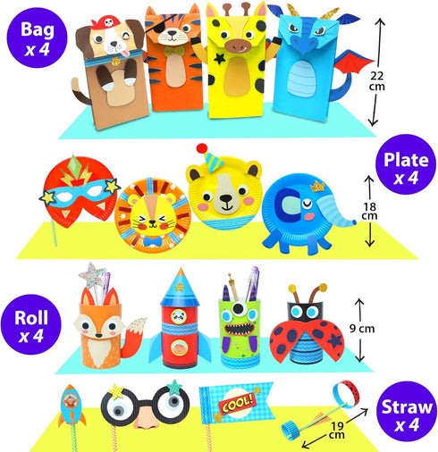 16 3-8 KRAFUN My First Safari Animal Paper Craft Kit, DIY Arts and Crafts Zoo Animal, Organized Craft Activities