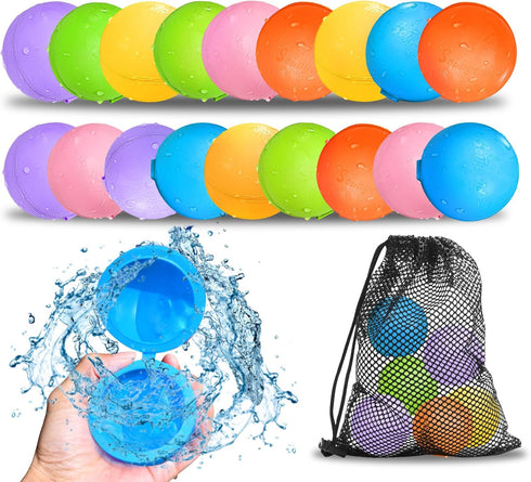 SOPPYCID 18PCS Reusable Water Balloons, Quick Fill Magnetic Self-Sealing Water Splash Bomb for Summer Fun